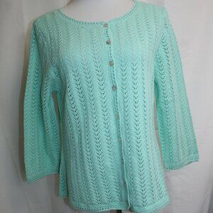 LL Bean Linen Cotton Blend Button Up Sweater Size L-Pet